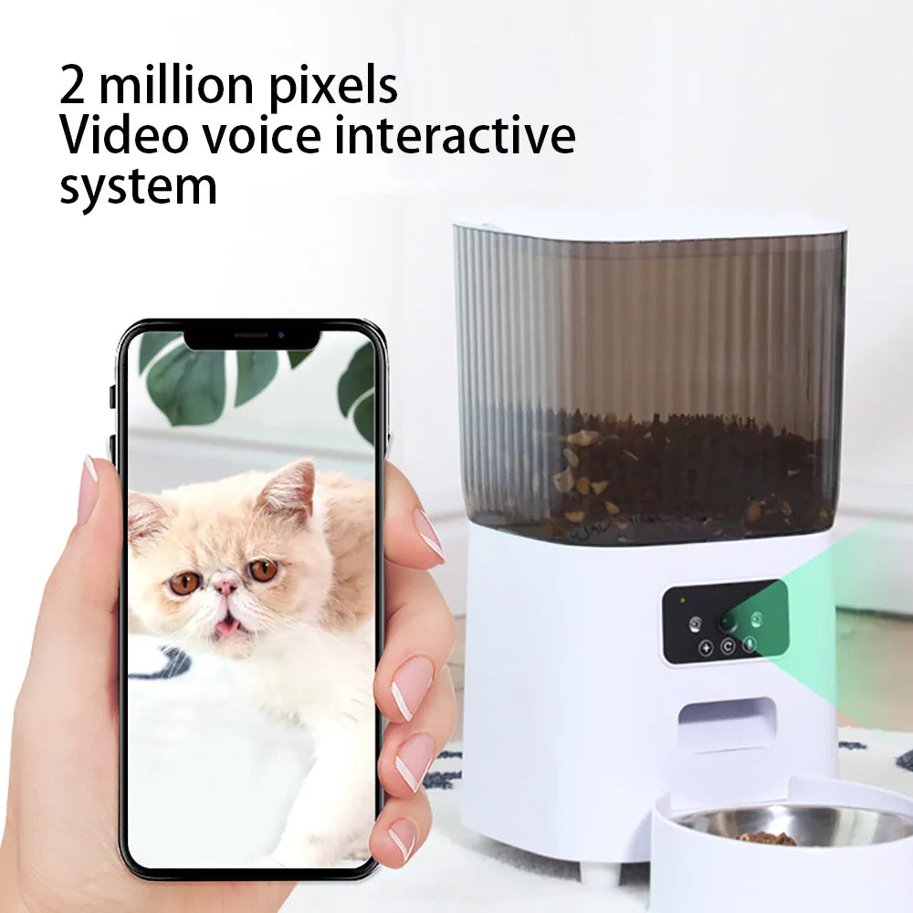 5L Smart Automatic Cat Feeder with Camera Dual Bowls Pet Food Dispenser with Voice Recorder Video Monitoring for Cats And Dogs