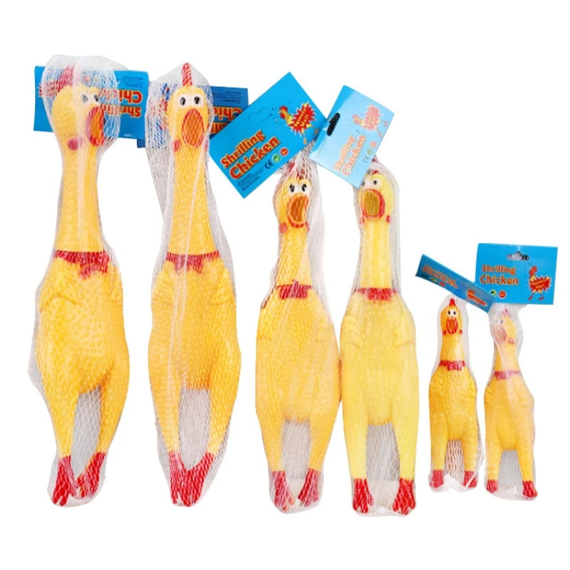 16cm 29cm 35cm New Pets Dog Squeak Toys Screaming Chicken Squeeze Sound Dog Chew Toy Durable Funny Yellow Rubber Vent Chicken