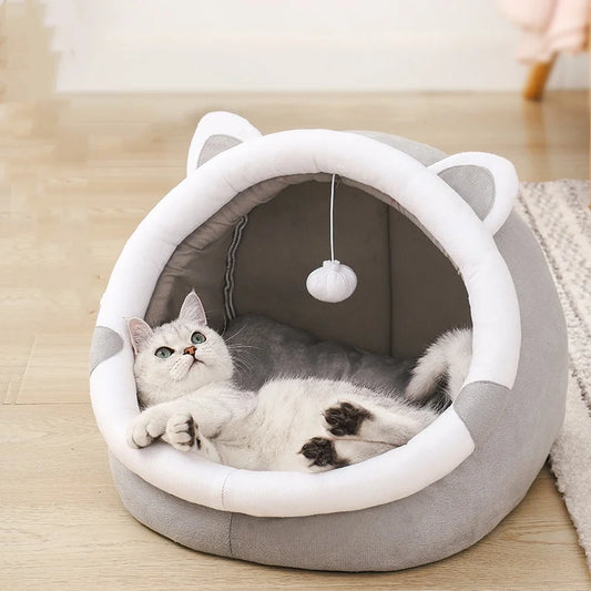 Universal Semi-Closed Cat Nest House Cave Bed for Cats Comfortable Warm Four Seasons Kitten Kennel Cute Cat Shelter Mat