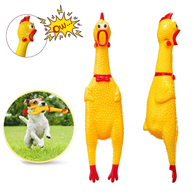 16cm 29cm 35cm New Pets Dog Squeak Toys Screaming Chicken Squeeze Sound Dog Chew Toy Durable Funny Yellow Rubber Vent Chicken